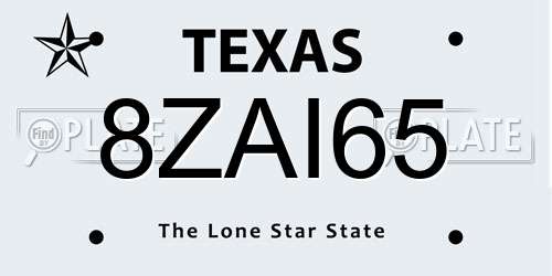 8ZAI65 Texas License Plate