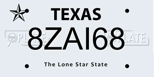8ZAI68 Texas License Plate