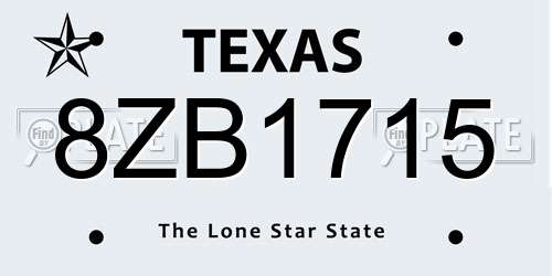 8ZB1715 Texas License Plate
