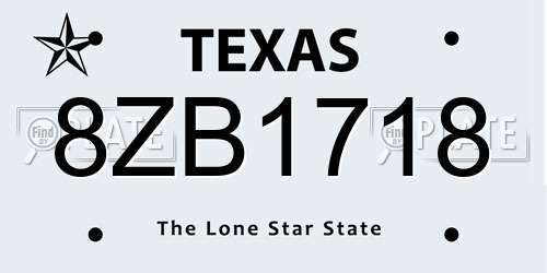 8ZB1718 Texas License Plate