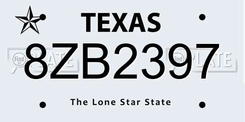 8ZB2397 Texas License Plate