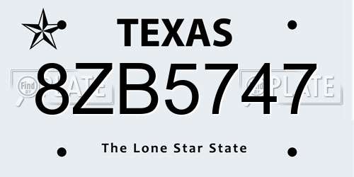 8ZB5747 Texas License Plate