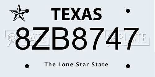 8ZB8747 Texas License Plate