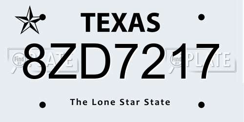 8ZD7217 Texas License Plate