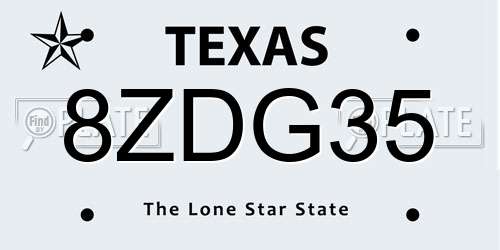 8ZDG35 Texas License Plate