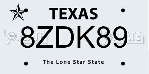 8ZDK89 Texas License Plate