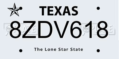 8ZDV618 Texas License Plate