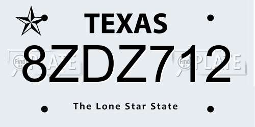8ZDZ712 Texas License Plate