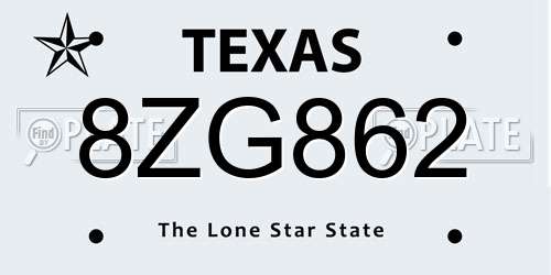 8ZG862 Texas License Plate