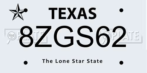 8ZGS62 Texas License Plate
