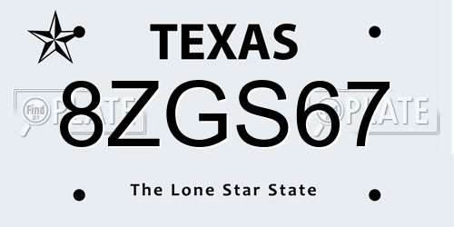 8ZGS67 Texas License Plate