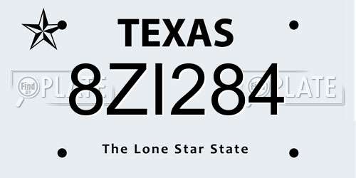 8ZI284 Texas License Plate