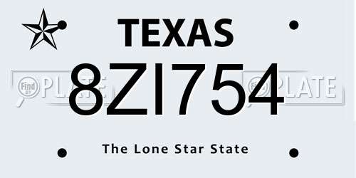8ZI754 Texas License Plate
