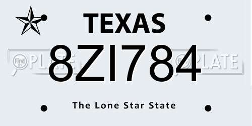 8ZI784 Texas License Plate