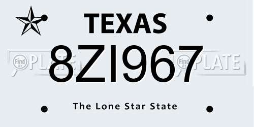 8ZI967 Texas License Plate