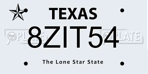 8ZIT54 Texas License Plate