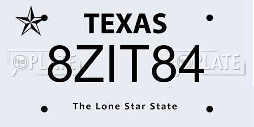 8ZIT84 Texas License Plate
