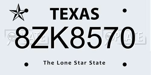 8ZK8570 Texas License Plate