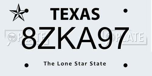 8ZKA97 Texas License Plate