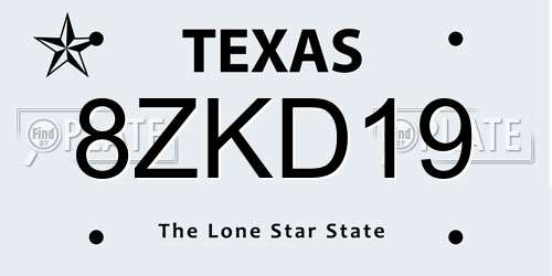 8ZKD19 Texas License Plate