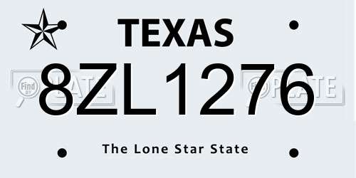 8ZL1276 Texas License Plate