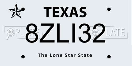 8ZLI32 Texas License Plate