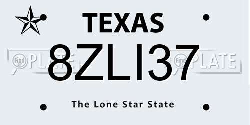 8ZLI37 Texas License Plate
