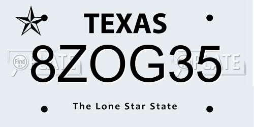8ZOG35 Texas License Plate