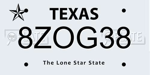8ZOG38 Texas License Plate