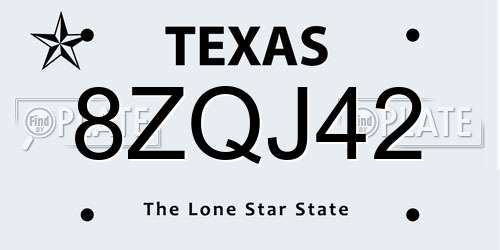 8ZQJ42 Texas License Plate