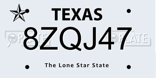 8ZQJ47 Texas License Plate