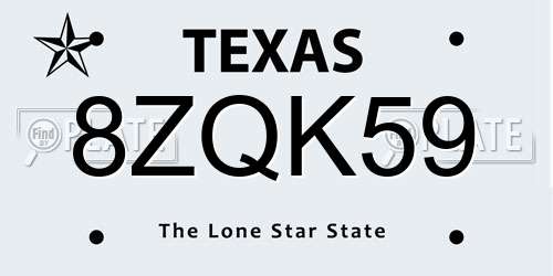 8ZQK59 Texas License Plate