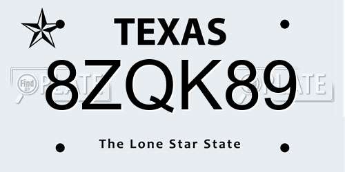 8ZQK89 Texas License Plate