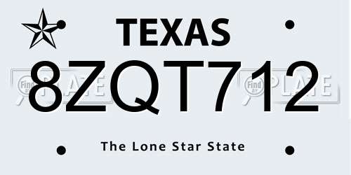 8ZQT712 Texas License Plate