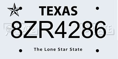 8ZR4286 Texas License Plate