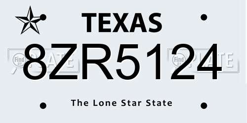 8ZR5124 Texas License Plate