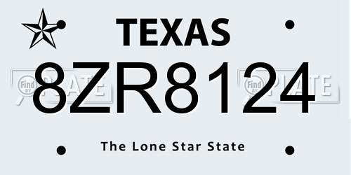 8ZR8124 Texas License Plate