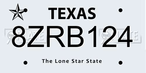 8ZRB124 Texas License Plate