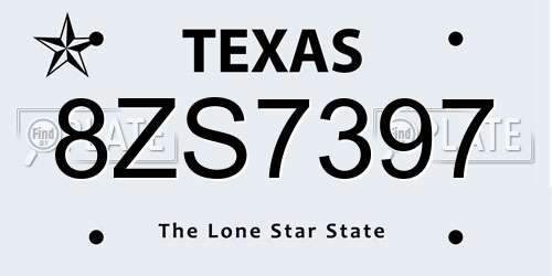 8ZS7397 Texas License Plate