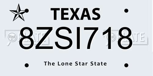 8ZSI718 Texas License Plate