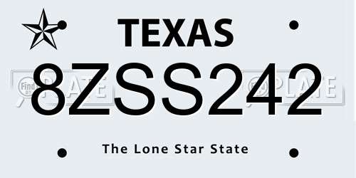 8ZSS242 Texas License Plate