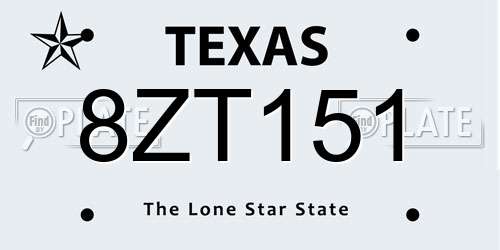 8ZT151 Texas License Plate