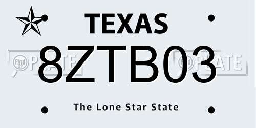 8ZTB03 Texas License Plate