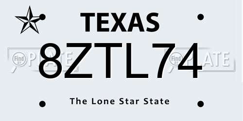 8ZTL74 Texas License Plate