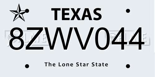 8ZWV044 Texas License Plate