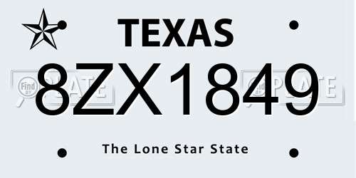 8ZX1849 Texas License Plate