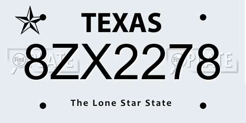 8ZX2278 Texas License Plate