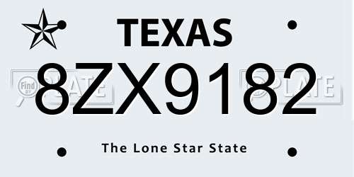 8ZX9182 Texas License Plate