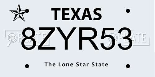 8ZYR53 Texas License Plate