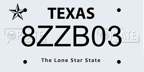 8ZZB03 Texas License Plate